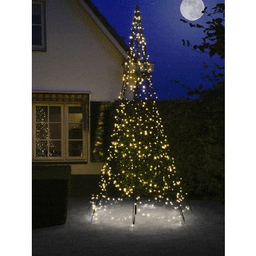 Fairybell 4 meter - Vlaggenmast Kerstboom - 640 LED Lampjes - Twinkel - Warm Wit