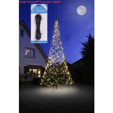 Fairybell 6 meter - Vlaggenmast Kerstboom - 1200 LED Lampjes  - Warm wit