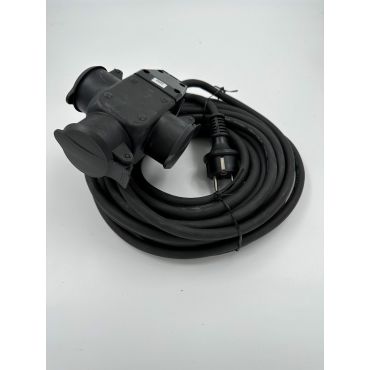 Verlengblok 3x neopreen professioneel 10m zwart